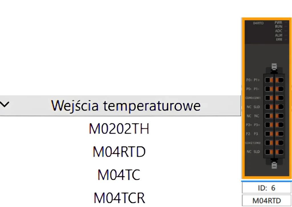 Wejścia temperaturowe -Moduł M04RTD