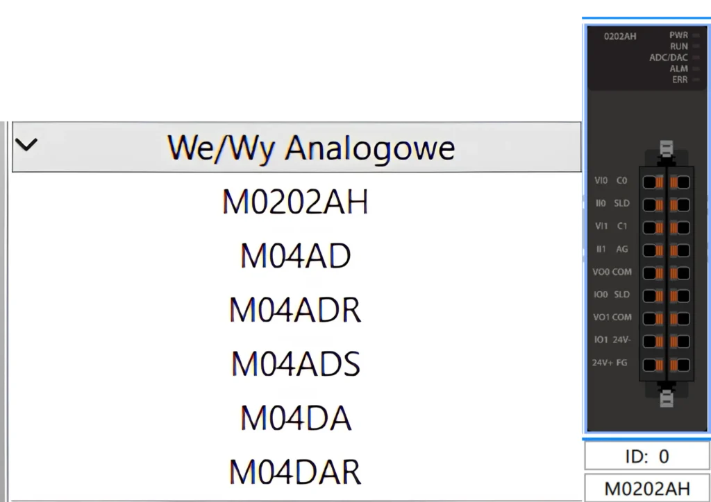 We/Wy Analogowe - Moduł M0202AH